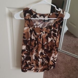 Brown Patterned Dress Blouse